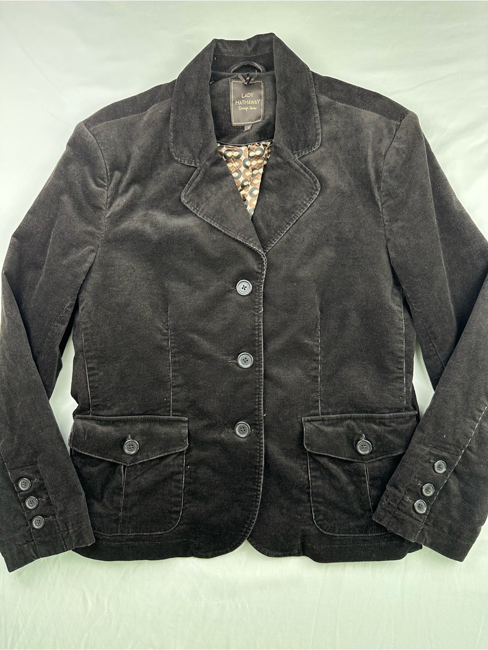 Lady Hathaway Vintage Brown Corduroy Blazer Jacket Dark Academia Retro 70s L